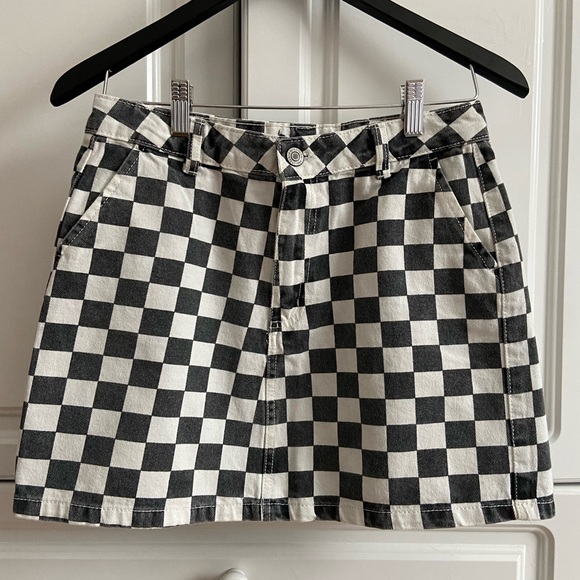 Blue notes checkered jean skirt - Picture 1 of 3